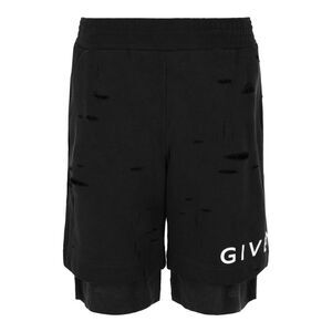 Givenchy Distressed Logo Shorts Black Mens